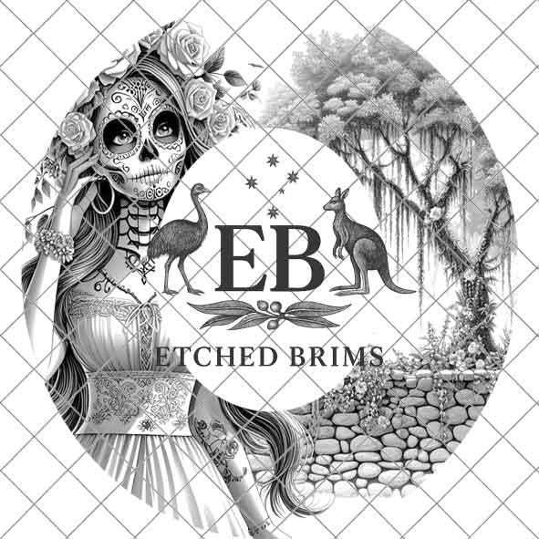 Sugar Skull Girl Hat 1 Engraving Design, Laser Brim Template, Day of the Dead, Western Hat File, Cowgirl Brim Design, Digital Download EB160