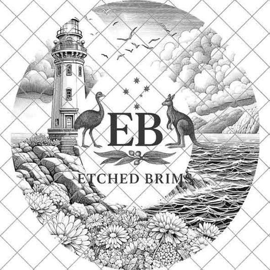 Lighthouse Ocean Flowers 2, Laser Hat Burning Design, Digital Download PNG, Hat Burning Template, Hat Laser Engraving Design, Hat File EB188