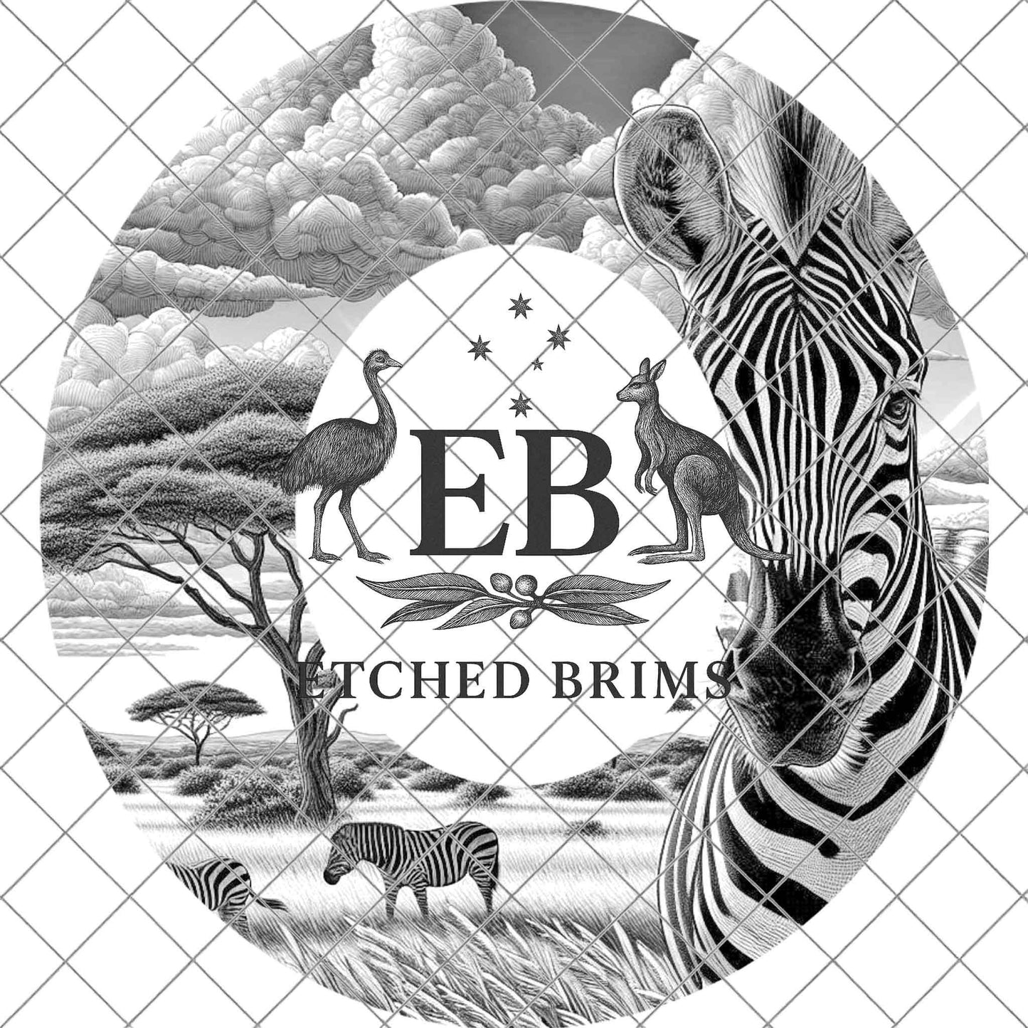 Zebra Safari 2, Hat Burning Design, Hand Burning Stencil included, PDF & PNG, Hat Burning Template, Laser Engraving Design, EB640