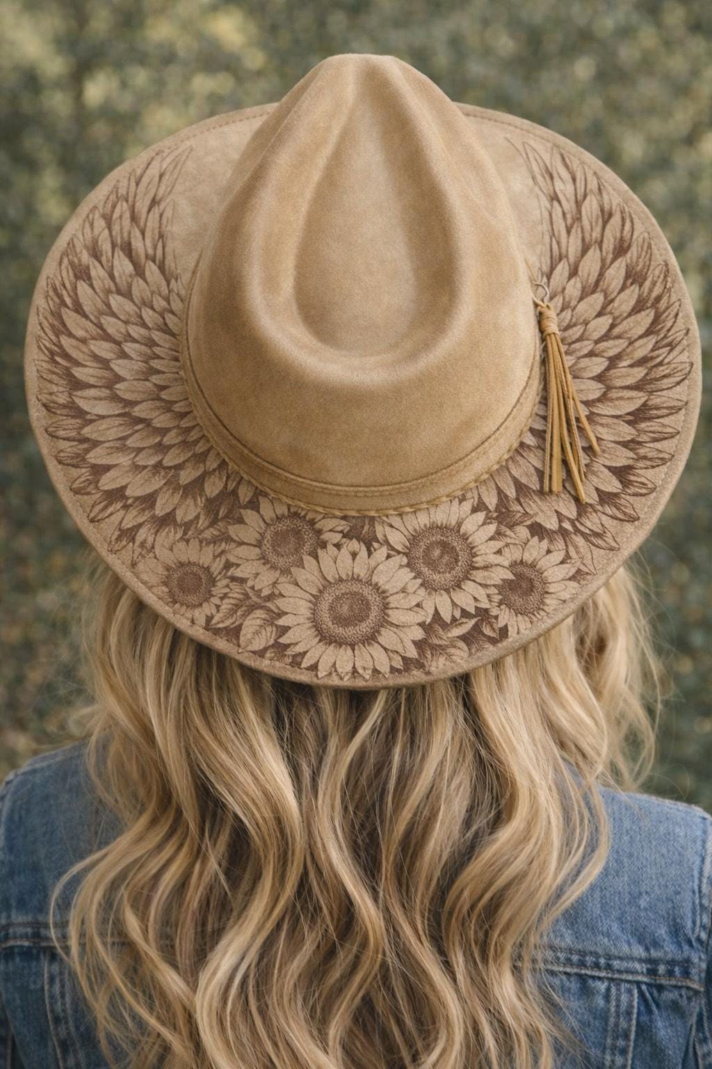 Angel Wings and Sunflowers Hat Burning Designs, Digital Download PNG, Wide Brim Template, Hat Laser Engraving Design, EB1166