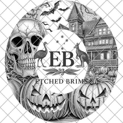 Halloween Hat Template, Skeleton Hat Burning Design, Spooky Season, PNG, Hat Burning Stencil, Hat Burning Design, Engraving Pattern, EB470