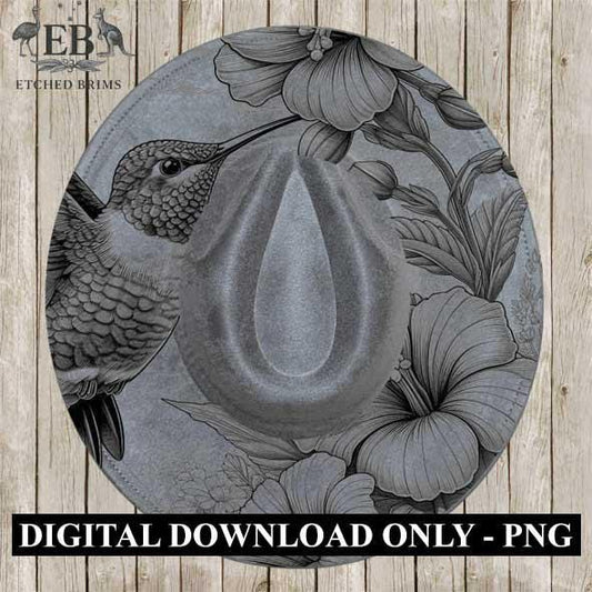 Hummingbird Flowers 5 Hat File, Laser Hat Burning Design, Digital Download, Hat Burning Template, Hat Laser Engraving Design, Hat File EB245
