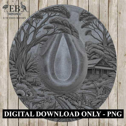 Hat Burning Design, Australian Bush Hut 4, Digital Files PNG & PDF, Hat Burning Template, Laser Engraving Design, Hat Burning Stencil, EB113