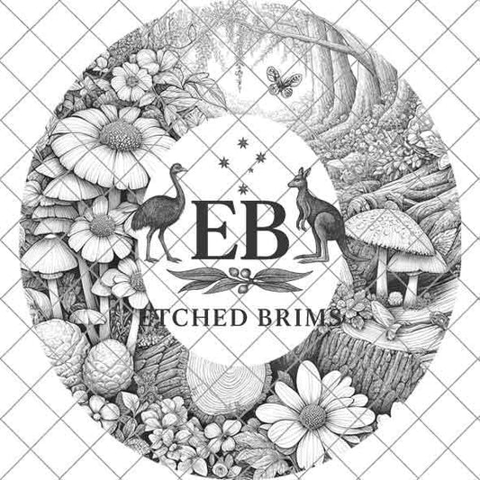 Hat Burning Design, Fairy Garden 3, Downloadable PNG & PDF, Hat Burning Template, Hat Laser Engraving Design, Wide Brim Hat Design, EB163