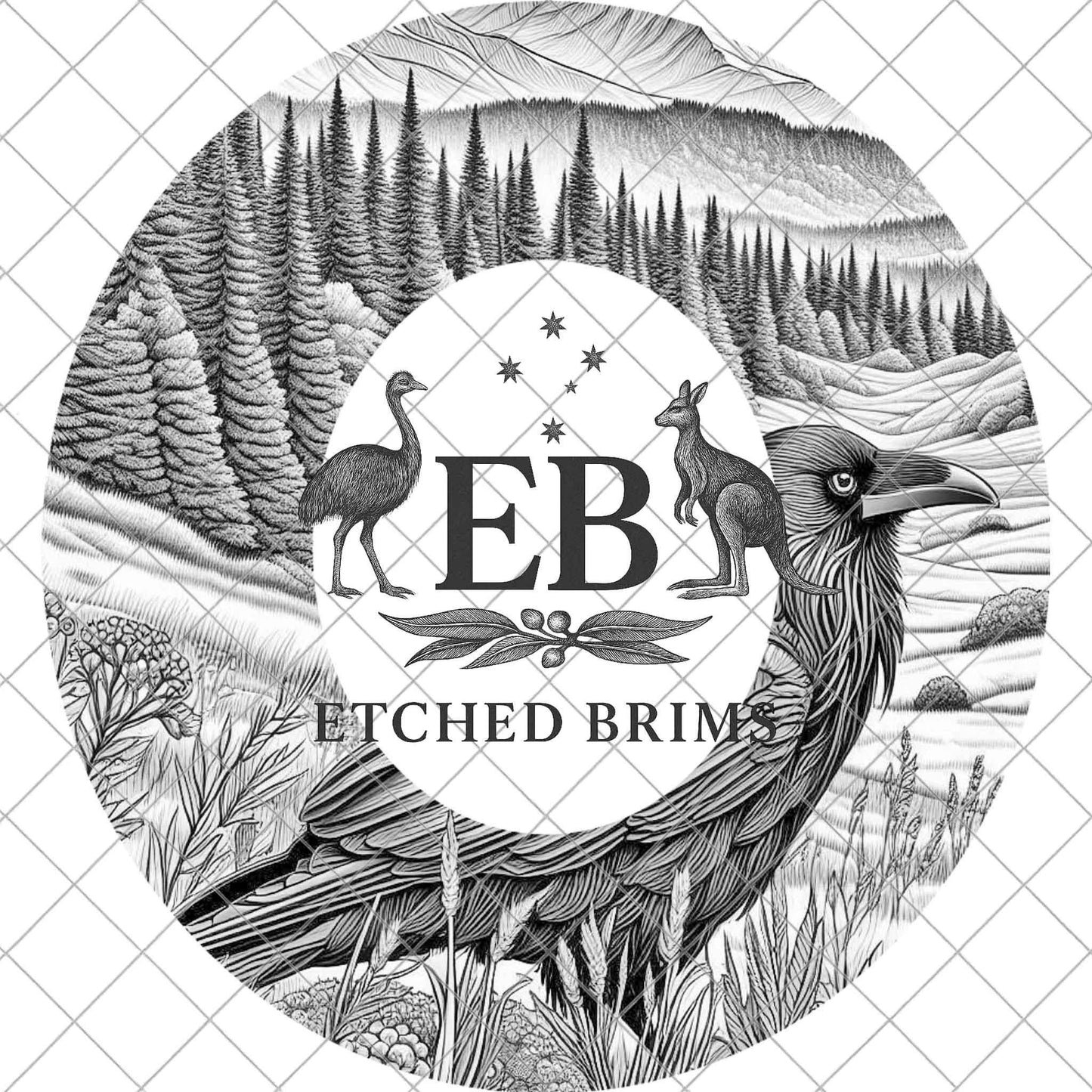 Crow Raven Mountain Wildnerness Hat Burning Design, Digital Download PNG, Hat Burning Template, Hat Laser Engraving Design, Hat File, EB900