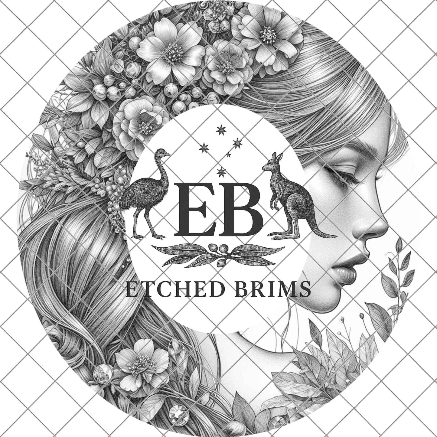 Fairytale Princess, Hat Burning Design, Wide Brim Hat Template, Burned Hat PNG, Pyrography, Printable Hat Stencil Pattern, EB820