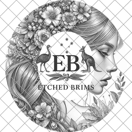 Fairytale Princess, Hat Burning Design, Wide Brim Hat Template, Burned Hat PNG, Pyrography, Printable Hat Stencil Pattern, EB820