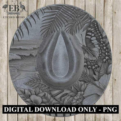 Tropical Flower Butterfly 1, Laser Hat Burning Design, Digital Download PNG, Hat Burning Template, Hat Laser Engraving Design Hat File EB121