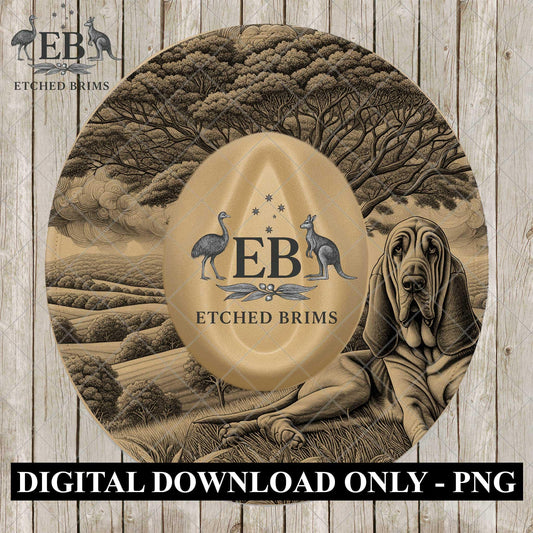 Bloodhound Dog, Hat Engraving, Laser Burning Template, PNG, PDF, Digital File for Cowboy Hat, EB1106