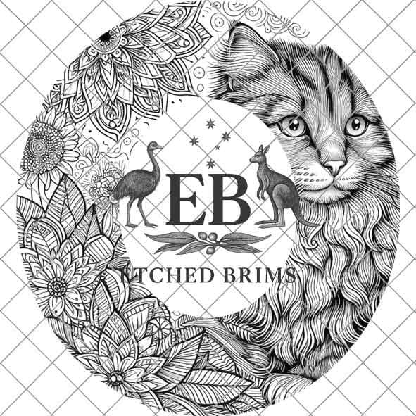 Cat & Mandala Flowers, Laser Hat Burning Design, Digital Download PNG, Hat Burning Template, Hat Laser Engraving Design, Wide Brim Hat EB17