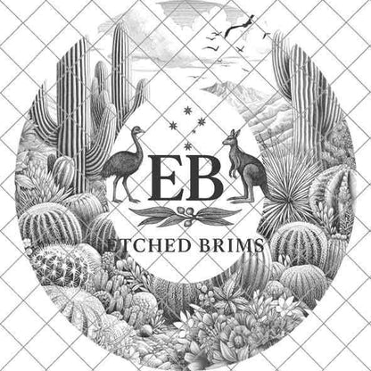 Cactus Desert Hat Design 1, Western Cactus Design, Faux Suede Wide Brim Hat with Laser Burned Brim, Boho Cowboy Style, Laser File EB283