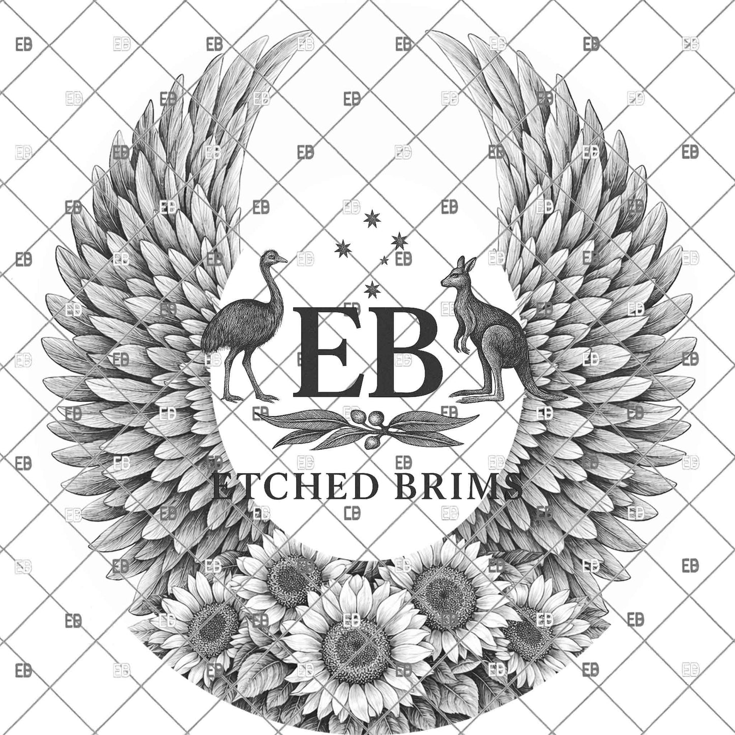 Angel Wings and Sunflowers Hat Burning Designs, Digital Download PNG, Wide Brim Template, Hat Laser Engraving Design, EB1166