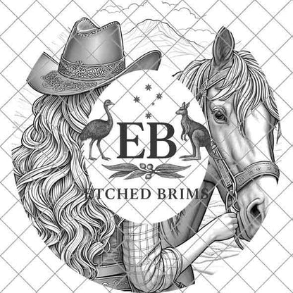 Cowgirl Horse 4 Hat Burning Design, Digital Download PNG, PDF, Hat Burning Template, Hat Laser Engraving Design, Printable Stencil, EB535