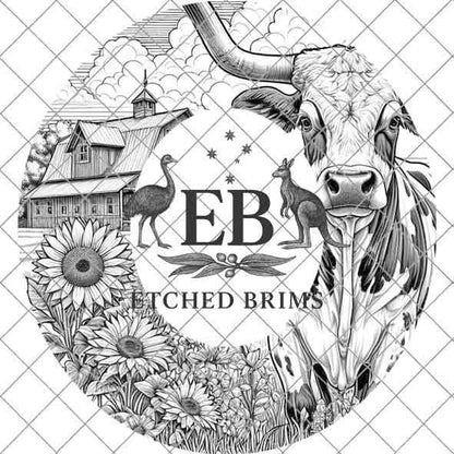 Longhorn Cow #2, Laser Hat Burning Design, Digital Download PNG, Hat Burning Template, Hat Laser Engraving Design, Wide Brim Hat File, EB54