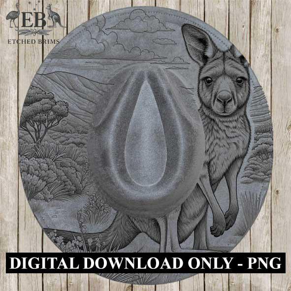 Kangaroo Laser Hat Burning Design, Digital Download PNG, Hat Burning Template, Hat Laser Engraving Design, Wide Brim Hat Laser File, EB27