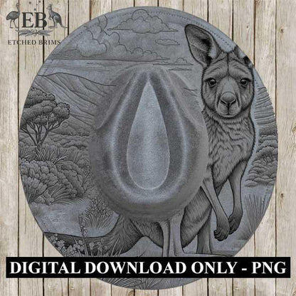Kangaroo Laser Hat Burning Design, Digital Download PNG, Hat Burning Template, Hat Laser Engraving Design, Wide Brim Hat Laser File, EB27