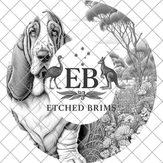 Hat Burning Design, Basset Hound Dog, Cowboy Western Hat, PNG PDF, Stencils for Hats, Hat Engraving Template, Engraving Pattern, EB397