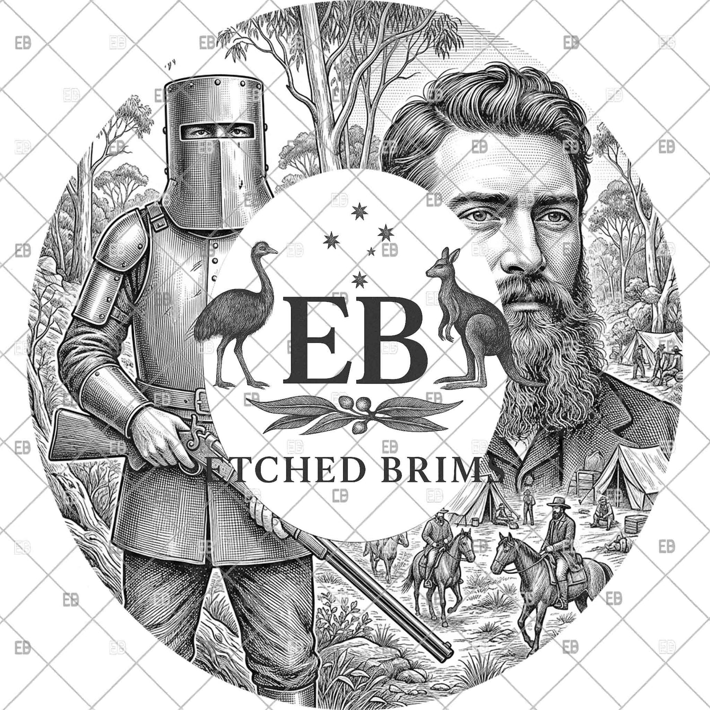 Ned Kelly Australian Outlaw, Hat Burning Design, Laser Engraving Template, Printable Stencil, EB1283