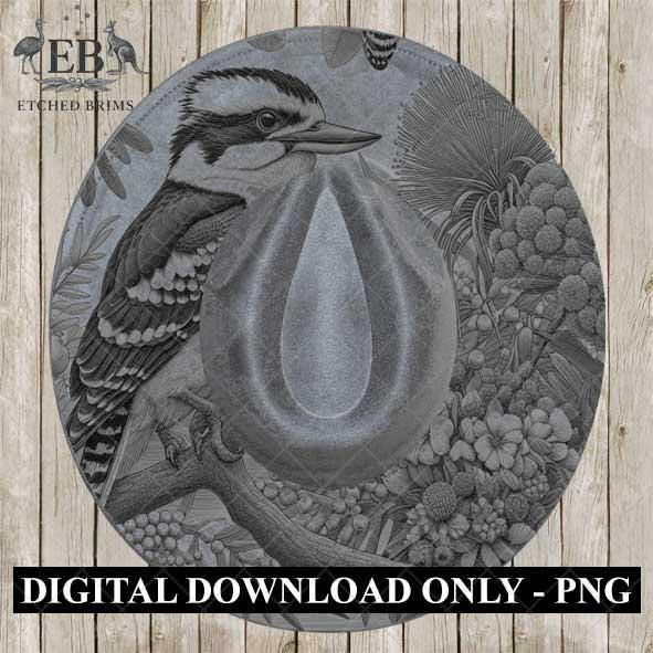 Hat Burning Design, Australian Kookaburra Bird, Australian Native Flowers, Hat Burning Template, Hat Burning Stencil, PDF & PNG File, EB437