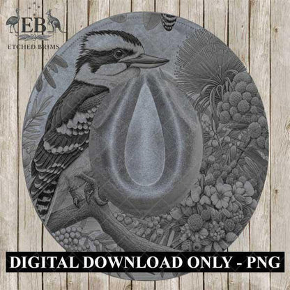Hat Burning Design, Australian Kookaburra Bird, Australian Native Flowers, Hat Burning Template, Hat Burning Stencil, PDF & PNG File, EB437