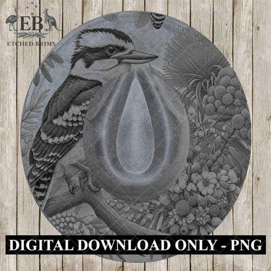 Hat Burning Design, Australian Kookaburra Bird, Australian Native Flowers, Hat Burning Template, Hat Burning Stencil, PDF & PNG File, EB437