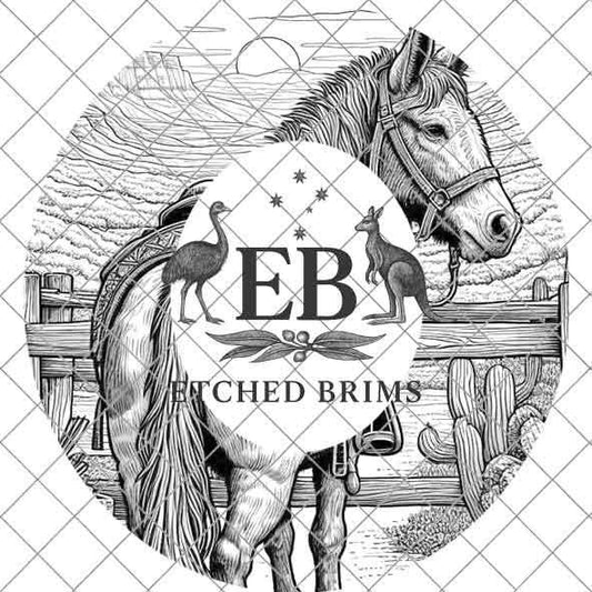 Mule Donkey Desert Mountains 1 Design, Laser Hat Burning Design, Digital Download PNG, Hat Burning Template, Wide Brim Hat File, EB243