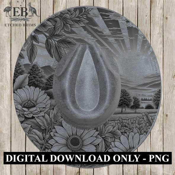 Sunrise, & Flowers 4 Hat File, Hat Burning Design, Digital Download PNG, Hat Burning Template, Hat Laser Engraving Design, Hat File EB140