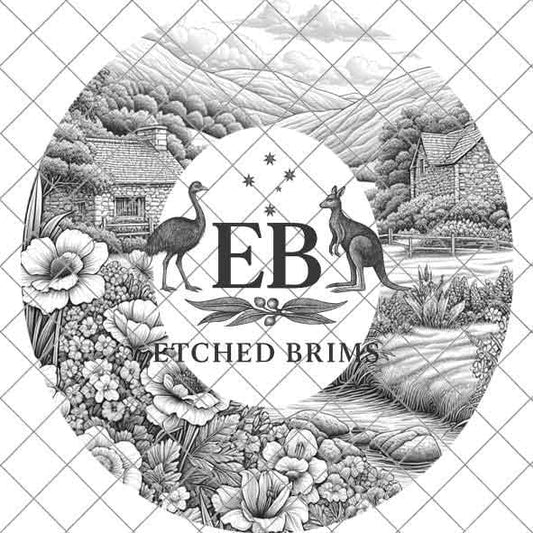 Cottage 8 Laser Hat Burning Design, Digital Download PNG, Hat Burning Template, Hat Laser Engraving Design, Wide Brim Hat Laser File, EB26