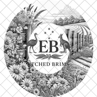 Country Road and Wildflowers, Hat Burning Design, Digital Download PNG, Wide Brim FedoraTemplate, Laser Engraving Design, EB1104