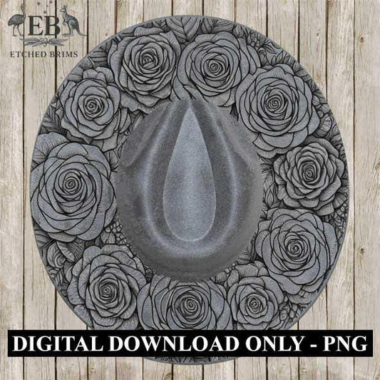 Roses 5 Flowers Hat File, Laser Hat Burning Design, Digital Download PNG, Hat Burning Template, Hat Laser Engraving Design, Hat File EB207
