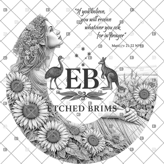 Christian Hat Burning Design, Bible Verse Design, Faith Inspired Woman Sunflowers Laser Burn PNG, Scripture Art, Digital Download, EB1198