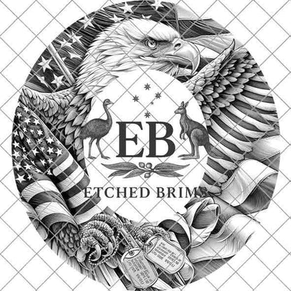 American Eagle and Flag, Hat Burning Design, Hand Burning Stencil included, PDF & PNG, Hat Burning Template, Laser Engraving Design, EB541A
