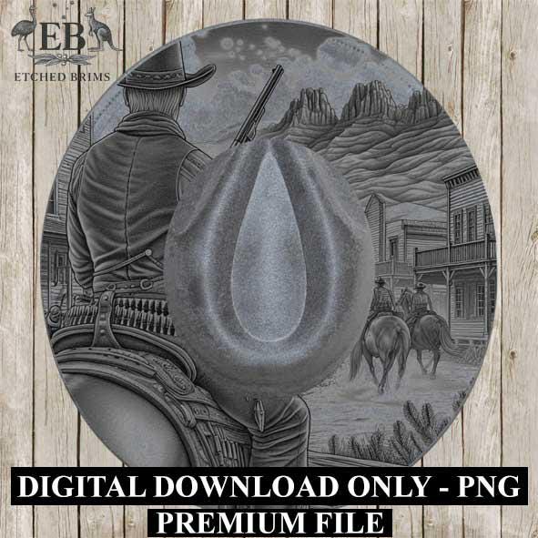 Gunslinger Cowboy 6 Hat Engraving, Western Brim Template, Digital Laser Design Wide Brim Faux Suede Hat, Boho,Laser Hat Burning File EB256