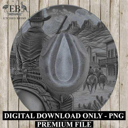 Gunslinger Cowboy 6 Hat Engraving, Western Brim Template, Digital Laser Design Wide Brim Faux Suede Hat, Boho,Laser Hat Burning File EB256