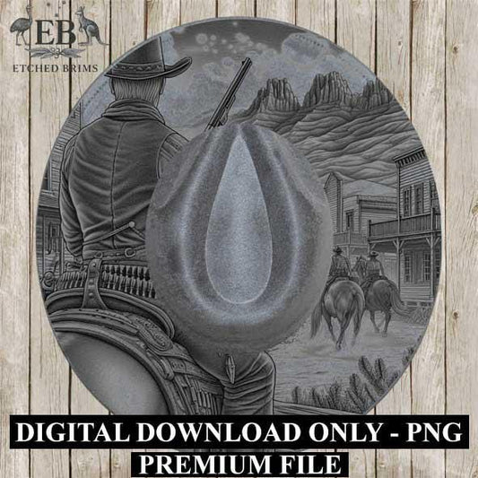 Gunslinger Cowboy 6 Hat Engraving, Western Brim Template, Digital Laser Design Wide Brim Faux Suede Hat, Boho,Laser Hat Burning File EB256