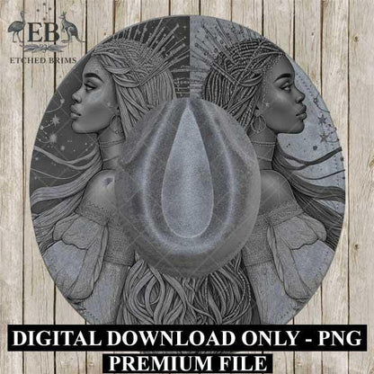 Gemini Zodiac Hat Design PNG, Laser Engraving File, Western Boho Digital Download, Hat Engraving Design, Western Hat File, EB547