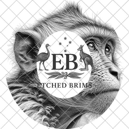 Wild Monkey, Hat Burning Design, Wide Brim Hat Template, Pyrography Hat Design, Laser Hat Burning Design, EB850