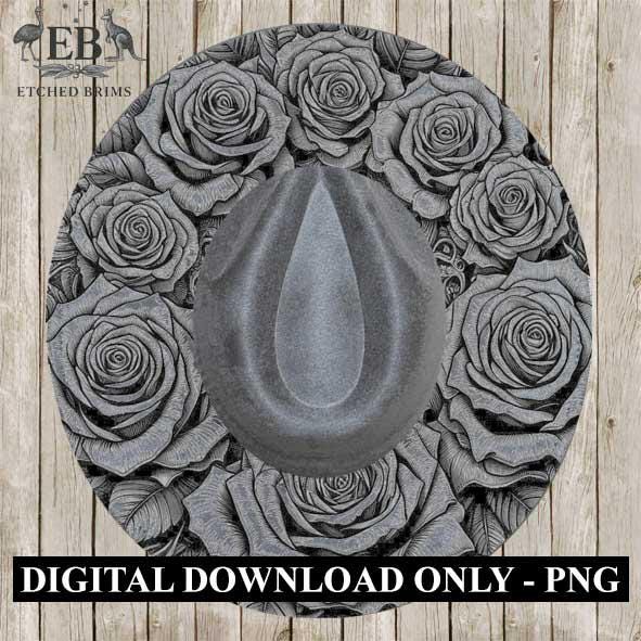 Roses 1 Flowers Hat File, Laser Hat Burning Design, Digital Download PNG, Hat Burning Template, Hat Laser Engraving Design, Hat File EB203