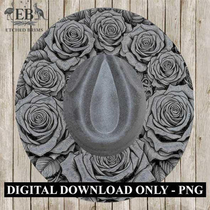 Roses 1 Flowers Hat File, Laser Hat Burning Design, Digital Download PNG, Hat Burning Template, Hat Laser Engraving Design, Hat File EB203