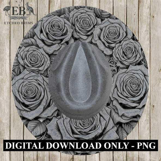 Roses 1 Flowers Hat File, Laser Hat Burning Design, Digital Download PNG, Hat Burning Template, Hat Laser Engraving Design, Hat File EB203