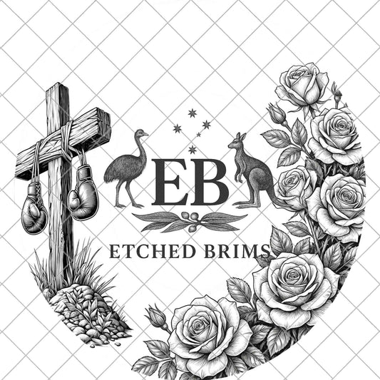 Cross & Roses Hat Burning Design, Laser Hand Engraving Wide Brim Fedora, PNG PDF, EB1087