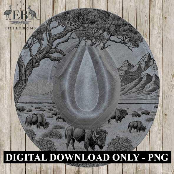 Buffalo Safari 3, Hat Burning Design, Digital Download PNG & PDF, Hat Burning Templates, Laser Engraving Design, Hat Burning Stencils, EB501