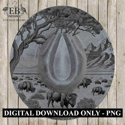 Buffalo Safari 3, Hat Burning Design, Digital Download PNG & PDF, Hat Burning Templates, Laser Engraving Design, Hat Burning Stencils, EB501