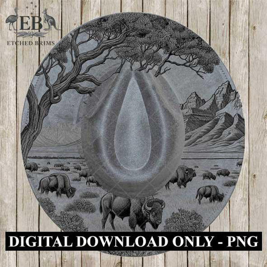 Buffalo Safari 3, Hat Burning Design, Digital Download PNG & PDF, Hat Burning Templates, Laser Engraving Design, Hat Burning Stencils, EB501