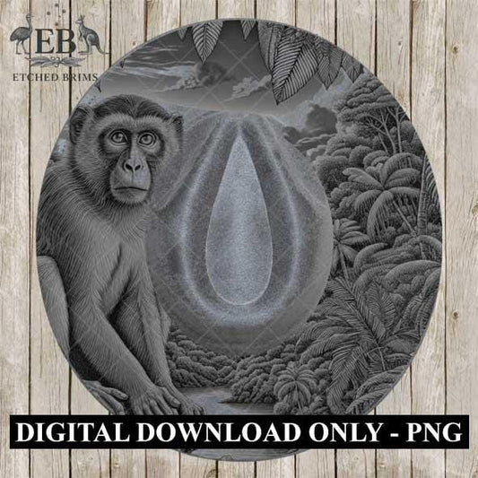 Monkey in Jungle 2, Hat Burning Template, Hat Burning Stencil, Hat Laser Engraving Design, Wide Brim Hat, Printable Hat Template, EB564
