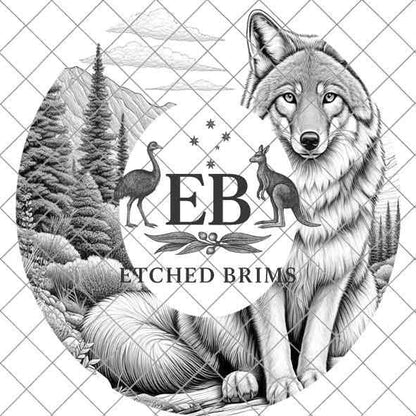 Desert Wolf 7 Hat Engraving Template, Howling Wolf Western Desert Scene, Laser Hat Design, Wide Brim Hat, Cowboy Style, Laser File EB180