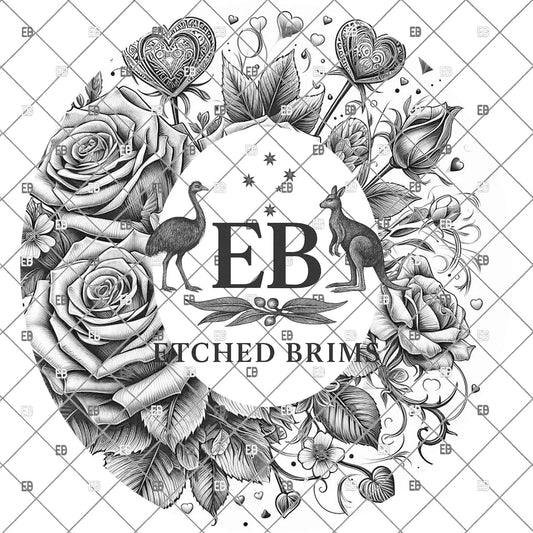 Roses & Hearts Valentine, Laser Engraving Design, Digital Download PNG, Wide Brim Hat Design, EB1123