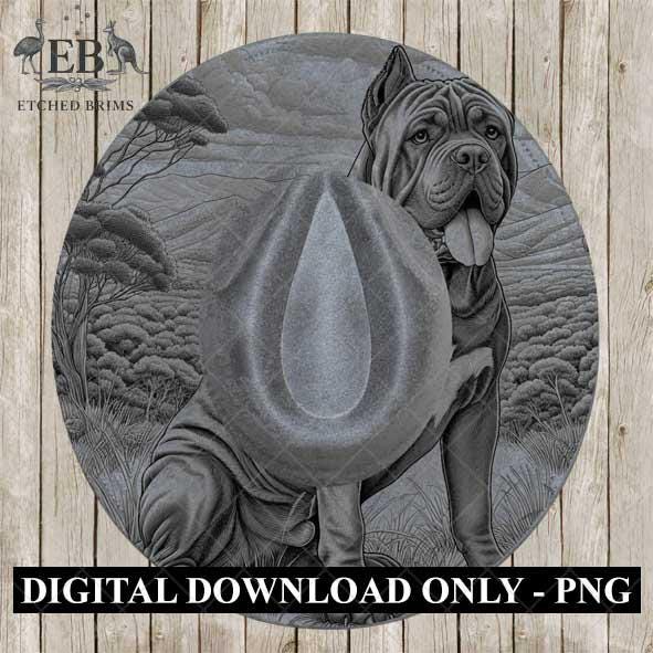 Cane Corso Dog Hat Engraving Template, PNG for Laser Hat Burning, Western Brim Design, Farm Dog Outline, Digital Download for Burning, EB421