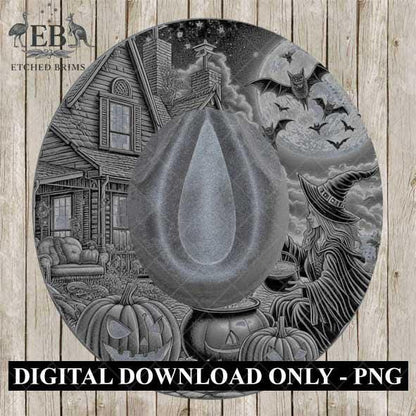 Halloween Hat Template, Witch, Pumpkin, Haunted House, Spooky Season, PNG, Hat Burning Stencil, Hat Burning Design, Engraving Pattern, EB428