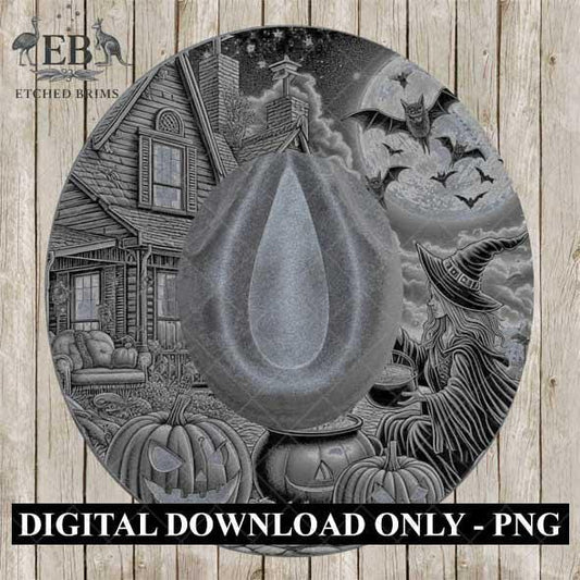Halloween Hat Template, Witch, Pumpkin, Haunted House, Spooky Season, PNG, Hat Burning Stencil, Hat Burning Design, Engraving Pattern, EB428
